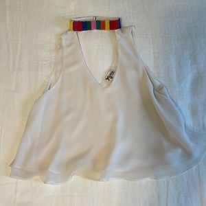 Show Me Your MuMu white top with beaded collar size XS